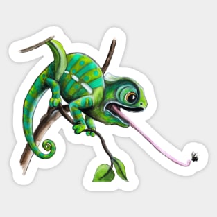 Chameleon gets a bug Sticker